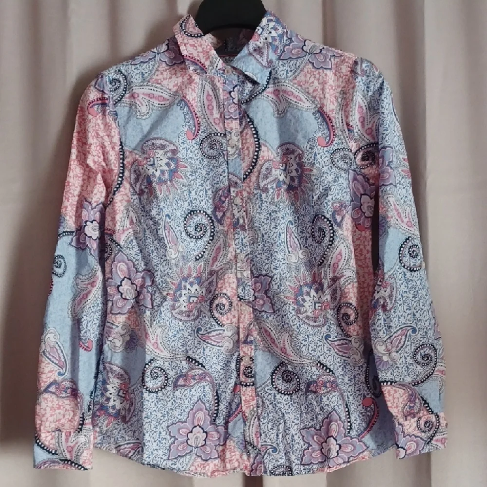 Charter Club Shirt Shop Relaxed Fit Cotton Paisley Button Front Top